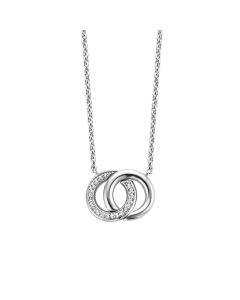 Silver CZ Interlocking Circle Necklace