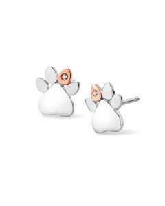 Clogau Paw Prints on My Heart Silver Stud Earrings