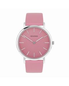 Ladies Sekonda Watch Silver Case, Pink Strap with Pink Dial  - 40607