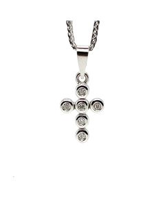 18ct White Gold Diamond Cross Pendant