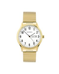 Sekonda Easy Reader Ladies Watch Gold Alloy Case & Stainless Steel Expander Bracelet with White Dial