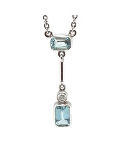 18ct White Gold Aquamarine and Diamond necklace