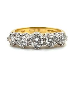 18ct Yellow and White Gold 1.35ct Diamond Five-Stone Half Eternity Ring 