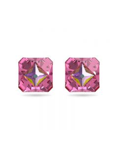 Ortyx stud earrings, Pyramid cut, Pink, Gold-tone plated