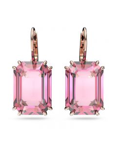 Millenia drop earrings, Octagon cut, Pink, Rose gold-tone plated