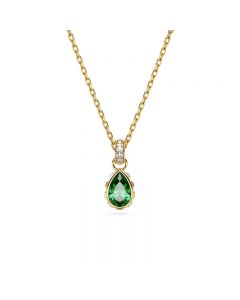 Stilla pendant, Pear cut, Green, Gold-tone plated