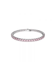 Matrix Tennis bracelet, Round cut, Small, Pink, Rhodium plated