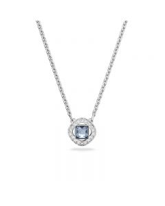 Angelic necklace, Square cut, Blue, Rhodium plated