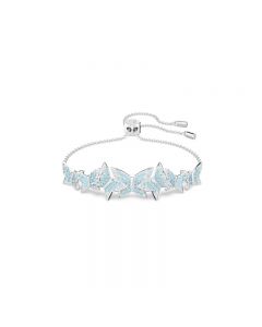 Lilia bracelet, Butterfly, Blue, Rhodium plated