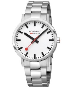 Mondaine Men's Classic (40mm) White Dial / Stainless Steel Bracelet