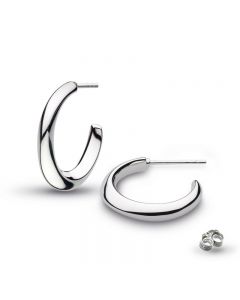 Kit Heath Bevel Cirque 20mm Rhodium Plated Semi-Hoop Stud Earrings