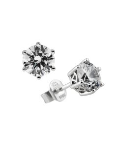 Diamonfire Silver Clear Cz 6 Claw Stud Earrings 62-1264-1-082