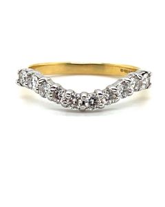 18ct Yellow and White Gold 0.42ct Diamond Ten-Stone Wishbone Half Eternity Ring