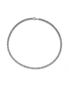 Unique & Co Polished Steel Square Byzantine Chain Necklace - Width 6mm