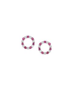 Ruby and CZ Circle of Life Earrings