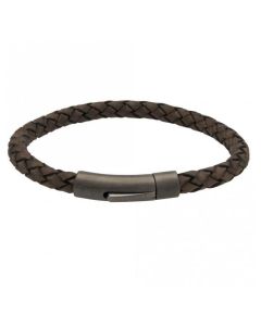 Unique & Co Dark Brown Leather Bracelet with Gunmetal clasp