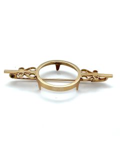 9ct Yellow Gold Sovereign Brooch with Scrools