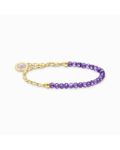 Thomas Sabo Charm bracelet with violet beads yellow-gold plated