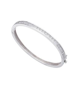 Silver Square Channel Set Bangle with Cubic Zirconia