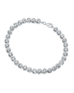 Silver Rubover Tennis Bracelet with Cubic Zirconia