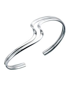 Sterling Silver Double Wave Cuff Bangle