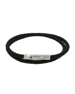Unique & Co Black Leather Mens Bracelet B511BL 21cm