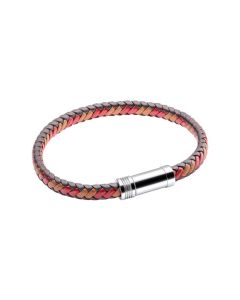 Fred Bennett Red/Brown Multi-Tone Woven Leather Bracelet