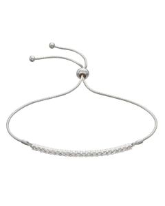 Silver Bar Toggle Bracelet with White Cubic Zirconia