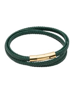 Fred Bennett Multi Row Plaited Green Leather Bracelet