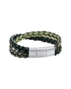 Fred Bennett Green Double Braided Leather Bracelet