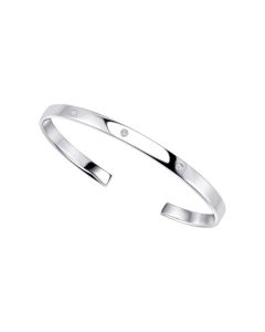 Silver Torque Bangle with Cubic Zirconia
