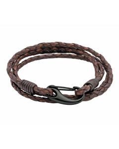 Unique & Co Men’s Leather Double Bracelet Black Shrimp Clasp Antique Dark Brown