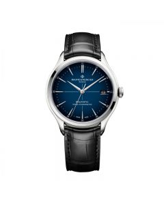 Baume Et Mercier Clifton Baumatic Steel Gents Blue Dial Strap Watch