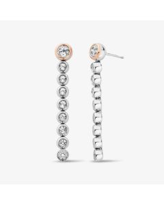 Clogau Celebration Silver White Topaz Drop-Hoop Earrings
