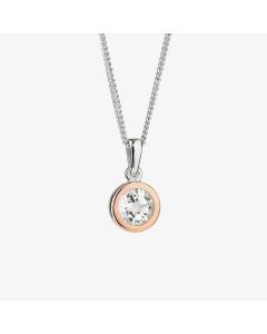 Clogau Celebration Silver 9ct Rose Gold Topaz Circle Necklace