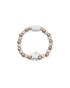 ChloBo Rose Gold And Silver Mini Inset Star Ring