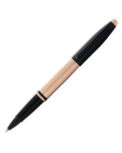 Cross Calais™ Brushed Rose Gold Plate and Black Lacquer Rollerball Pen