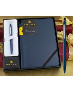 Cross Click Ballpoint Pen - Midnight Blue Chrome Trim with Free Blue Journal