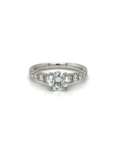 Platinum 1.01ct Diamond Solitaire Ring with Diamond set Shoulders 