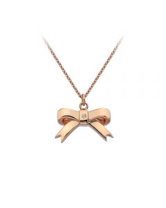 Hot Diamonds Ribbon Rose Gold Plated Sterling Silver Pendant on a Chain of Length 40-45cm