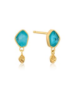 Ania Haie Silver Gold Plated Turquoise Drop Stud Earrings E014-01G