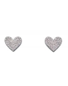 Fiorelli Silver Pave Cubic Zirconia Heart Stud Earrings E5646C