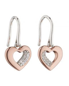 Fiorelli Rose Gold Plated Organic Heart with CZ Earrings (E5881C) 