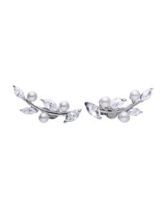 Crawler Earrings with Pearls and Zirconia