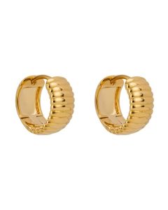 Gold Plated Silver Textured Ridges Hoop Earrings