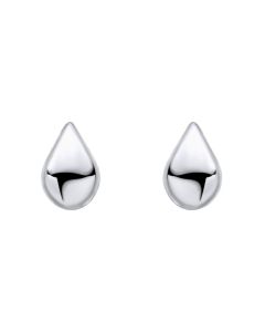 Silver Highly Polished Droplet Stud Earrings