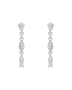 Silver Mixed Shapes Long Drop Earrings