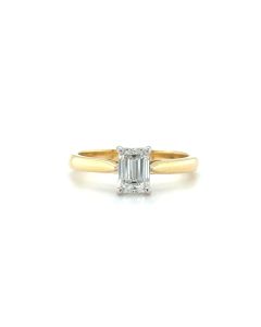 18ct Gold Emerald Cut 0.90ct ‘F Vs1’ Diamond Solitaire Ring 