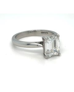 Pre-Owned Platinum 2.18ct Emerald Cut Diamond E Vs2 Solitaire Ring