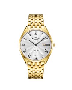 Rotary Mens Ultra slim With Gold Bracelet